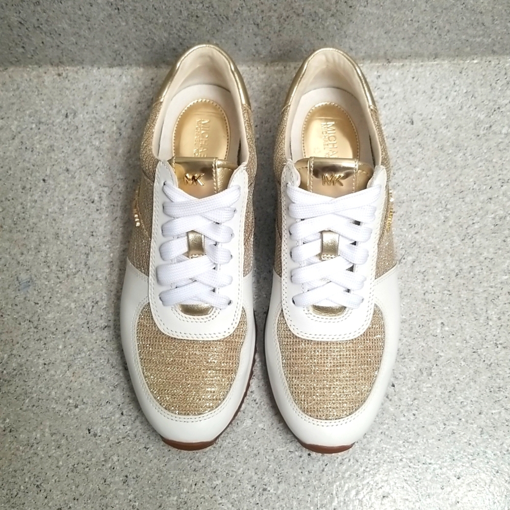 Michael Michael Kors Allie Extreme Glitter Chain Mesh and Leather Trainer - Picture 7 of 7